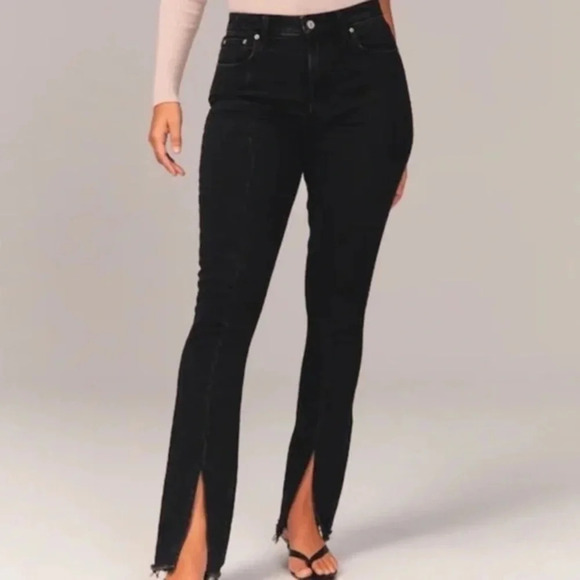 Abercrombie & Fitch Skinny High Rise Front Seam Split Hem Jeans - Picture 1 of 8